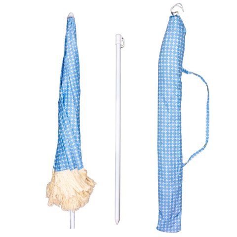 PARASOL PLAŻOWO OGRODOWY Z FRĘDZLAMI 174CM NIEBIESKI