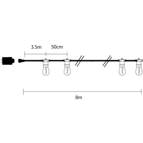 PARTY LIGHT GIRLANDA ZEWNĘTRZNA 10 ŻARÓWEK 10LED 8M 230V
