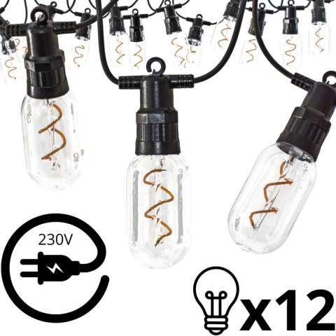 PARTY LIGHT GIRLANDA ZEWNĘTRZNA 12 ŻARÓWEK 12LED SPIRALNYCH 6,3M 230V