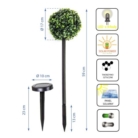 ZESTAW LAMP SOLARNYCH 3 KUL BUKSZPANOWYCH 27 LED