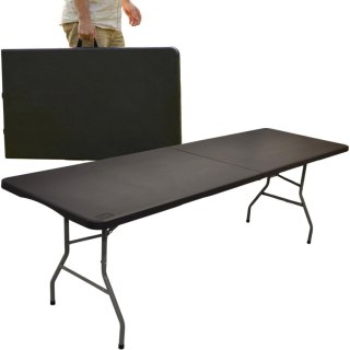 STÓŁ CATERINGOWY SKŁADANY W WALIZKĘ 240x74x74CM 150KG CZARNY