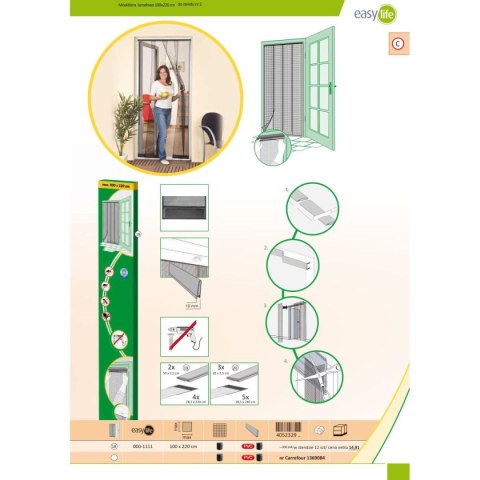 MOSKITIERA DRZWIOWA LAMELOWA 100X220 POLIESTER+TAŚMA RZEP