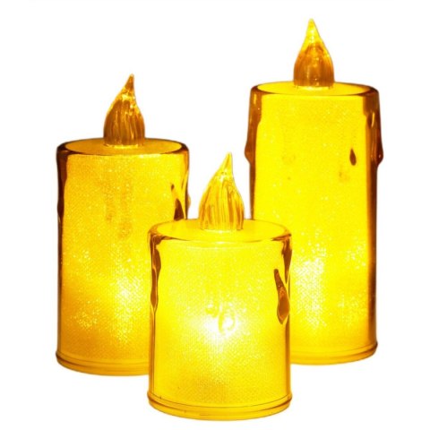 ŚWIECA DEKORACYJNA 10,5 CM AMBER CIEPŁY BIAŁY 1 LED