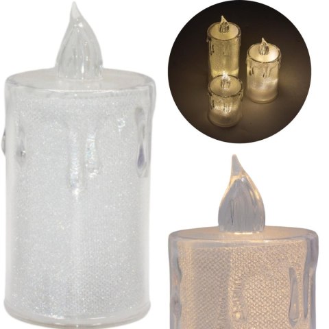 ŚWIECA DEKORACYJNA 10,5 CM TRANSPARENTA CIEPŁY BIAŁY 1 LED