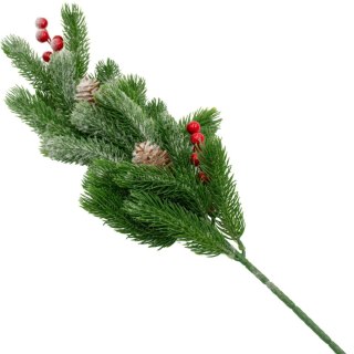GAŁĄZKA DEKORACYJNA SOSNOWA Z JARZĘBINĄ I SZYSZKAMI 60CM