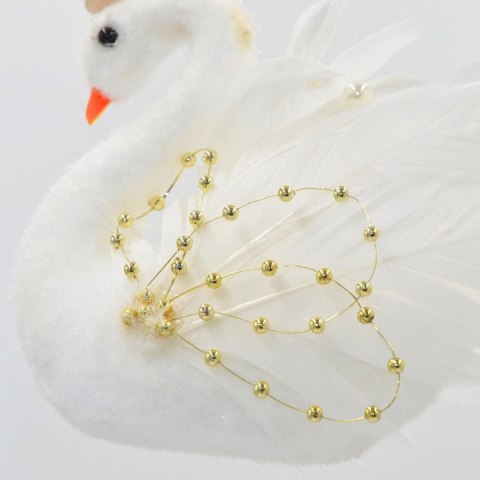 ŁABĘDŹ DEKORACYJNY WISZĄCY BOMBKA 17CM ZŁOTE SKRZYDŁA