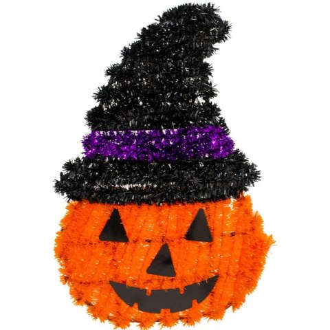 FIGURKA DEKORACYJNA DYNIA 35CM HALLOWEEN FIOLETOWY PASEK