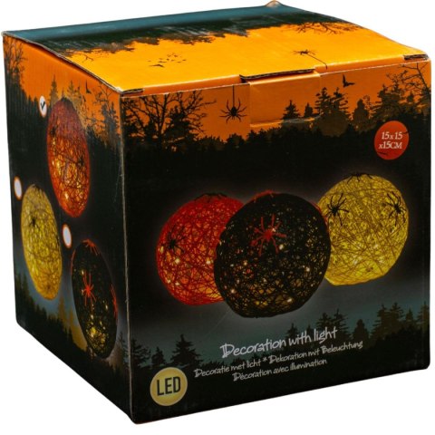 KULA DEKORACYJNA LAMPKA Z PAJĄKIEM LED 15CM HALLOWEEN BIAŁA