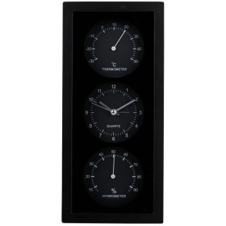 ZEGAR BUDZIK TERMOMETR HIGROMETR 26X5x12CM ARTICASA CZARNY