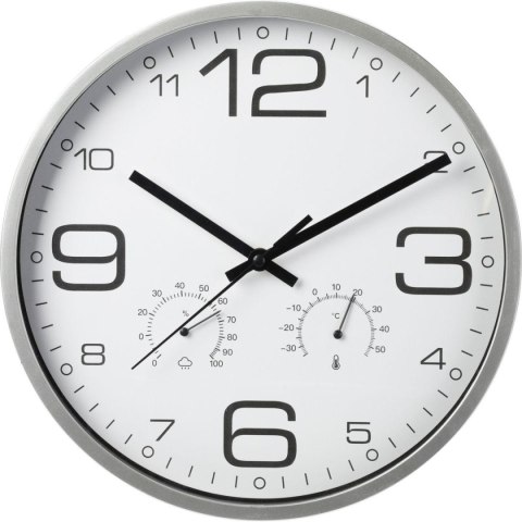 ZEGAR ŚCIENNY 30CM Z TERMOMETREM SREBRNY