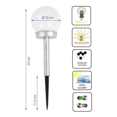 LAMPA SOLARNA KULA MLECZNA 10x35CM