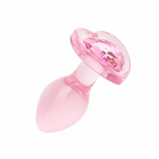 Anal Collection Szklany Korek Intymny Small 7 cm Rożowy Sercowe Zakończenie