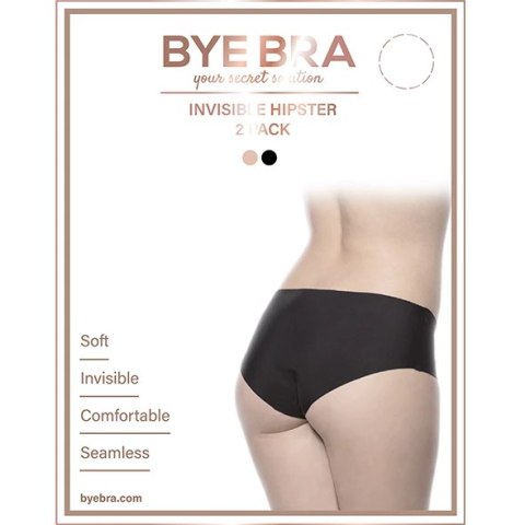 Bye Bra Invisible Hipster S 2-pack majtki bezszwowe nude & black