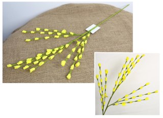 Gałązka z kwiatkami wys.70cm kwiat piankowy 2 x 1cm żółta MZ-024B