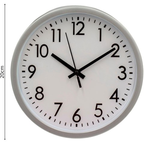 ZEGAR ŚCIENNY PP 20CM SREBRNY