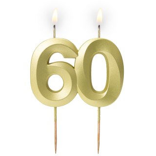 Świeczka cyferka "60" złota satyna 64-44