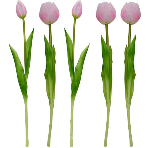 BUKIET 5 TULIPANÓW PIWONIOWYCH RÓŻOWYCH 39CM JAK ŻYWYCH DEKORACJA WIOSENNA