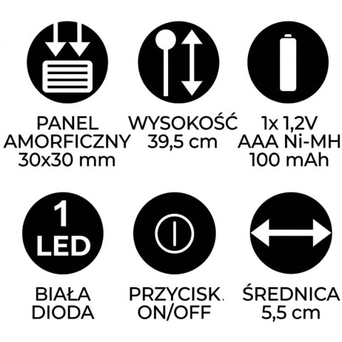 LAMPA SOLARNA 5,5X39,5CM PRYZMAT INOX