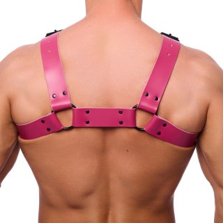 Red Leather Bulldog Skorzana Uprząż L/XL Rożowa - Regulowane Paski