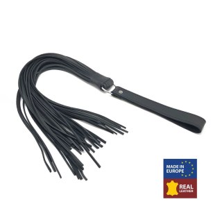 Red Leather Swift Martinet Black 75 cm - Skorzany Model z Rzemieniami