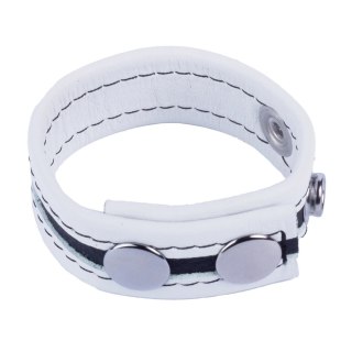 Red Leather Tippy Pasek Regulowany Skorzany Biały - Pierścień Intymny 2,3 cm