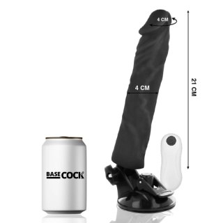 Basecock model pilot czarny 21 cm - wibrator z pilotem przewodowym TPE