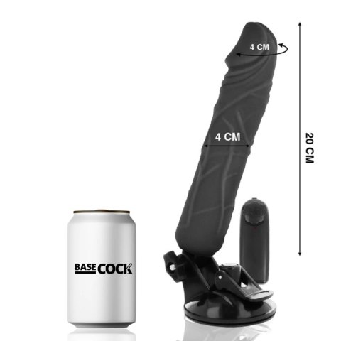 BASECOCK Pilotowany wibrator czarny 20 cm TPE z przyssawką i pilotem