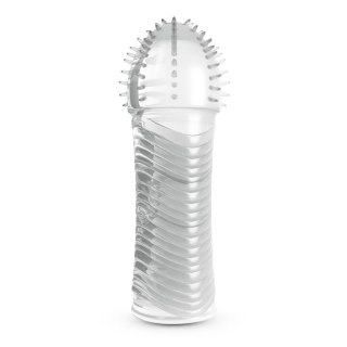Crushious Ribbed Sleeve Transparent - elastyczna nakładka intymna 15,5 cm