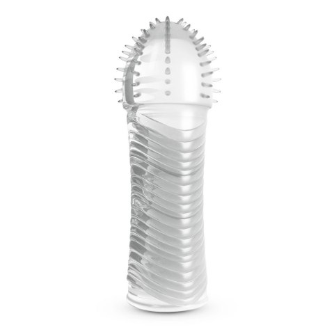 Crushious Ribbed Sleeve Transparent - elastyczna nakładka intymna 15,5 cm