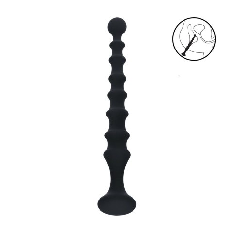 LEVELZ Sonda Anatomiczna Silikonowa Czarna Żebrowana, Flared Base