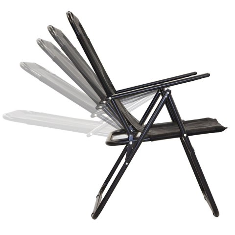 KRZESŁO TURYSTYCZNE Z PODŁOKIETNIKAMI 61x66x65-108CM SKŁADANE CZARNE ENERO CAMP