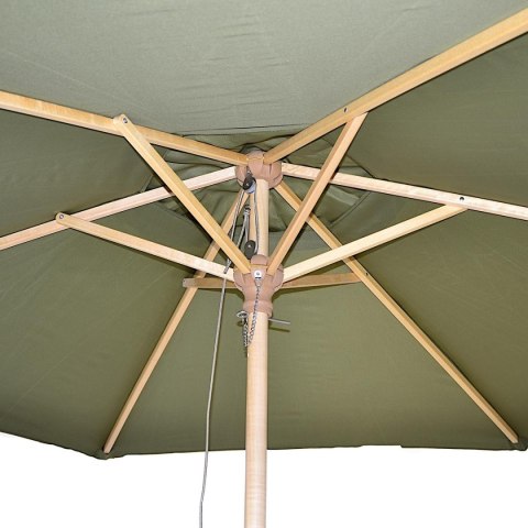 PARASOL OGRODOWY DREWNIANY 250CM SKŁADANY ZIELONY