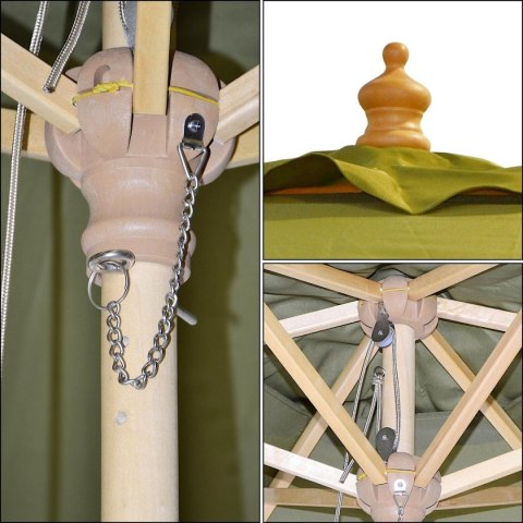 PARASOL OGRODOWY DREWNIANY 250CM SKŁADANY ZIELONY