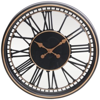 ZEGAR ŚCIENNY AŻUROWY CYFRY RZYMSKIE 60CM CZARNO ZŁOTY