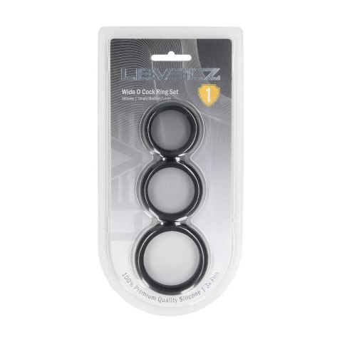 LEVELZ Zestaw 3 silikonowych pierścieni anatomicznych S/M/L czarne