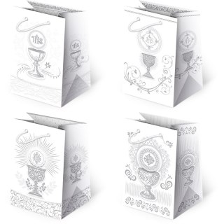 Torebki ozdobne 10szt. T-5L set K10 Komunia srebro 10 x 16 x 6 cm