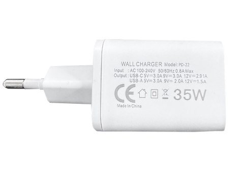 Szybka ładowarka sieciowa do telefonu usb-c 35w zasilacz wtyczka kabel
