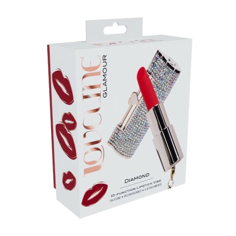 DIAMOND Lipstick Vibrator 4w1 - Model Iridescent, z wymiennymi końcowkami