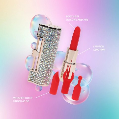 DIAMOND Lipstick Vibrator 4w1 - Model Iridescent, z wymiennymi końcowkami