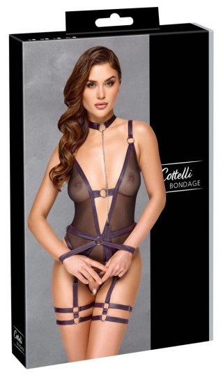 Cottelli Collection Bondage Body z paskami do pończoch, M, czarne