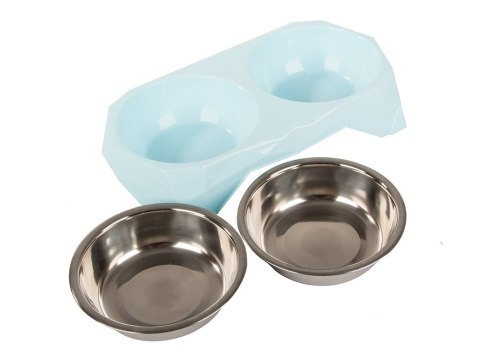 Miska podwójna dla psa kota metalowa 350ml x 2 19402