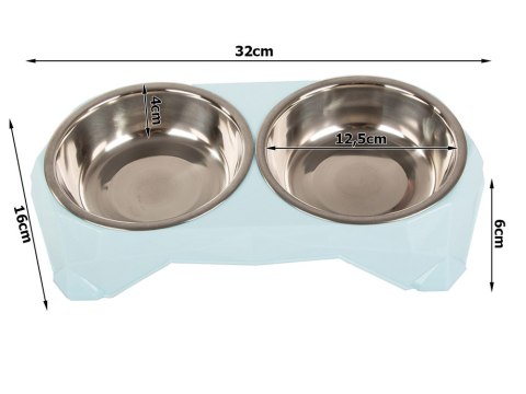 Miska podwójna dla psa kota metalowa 350ml x 2 19402