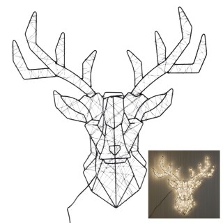 Dekoracja świąteczna LED - Głowa Renifera 53x51 cm, ciepła biel, IP44, zasilacz 230 V