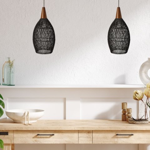 Rustykalna rattanowa lampa wisząca - 25cm (czarny kolor)