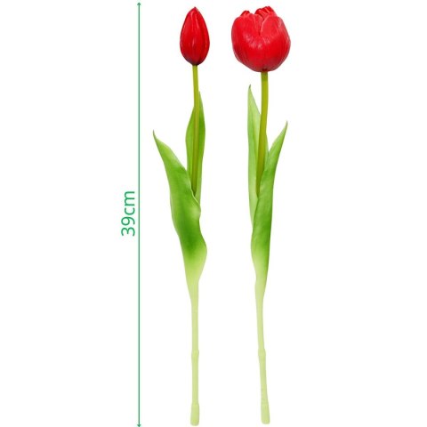BUKIET 5 TULIPANÓW PIWONIOWYCH CZERWONYCH 39CM JAK ŻYWYCH DEKORACJA WIOSENNA