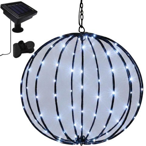 LAMPA SOLARNA WISZĄCA KULA 30CM 120 LED ZIMNY BIAŁY