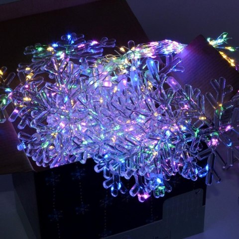 LAMPKI CHOINKOWE KURTYNA ŚWIETLNA 120x120 CM 232LED MULTIKOLOR PŁATKI ŚNIEGU