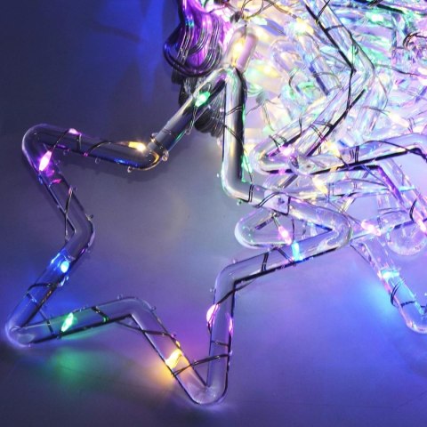 LAMPKI CHOINKOWE KURTYNA ŚWIETLNA 120x120 CM 235LED MULTIKOLOR GWIAZDKI