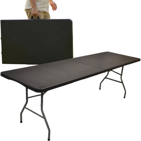 STÓŁ CATERINGOWY SKŁADANY W WALIZKĘ 240x74x74CM 150KG CZARNY