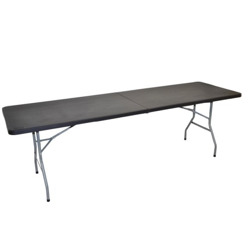 STÓŁ CATERINGOWY SKŁADANY W WALIZKĘ 240x74x74CM 150KG CZARNY